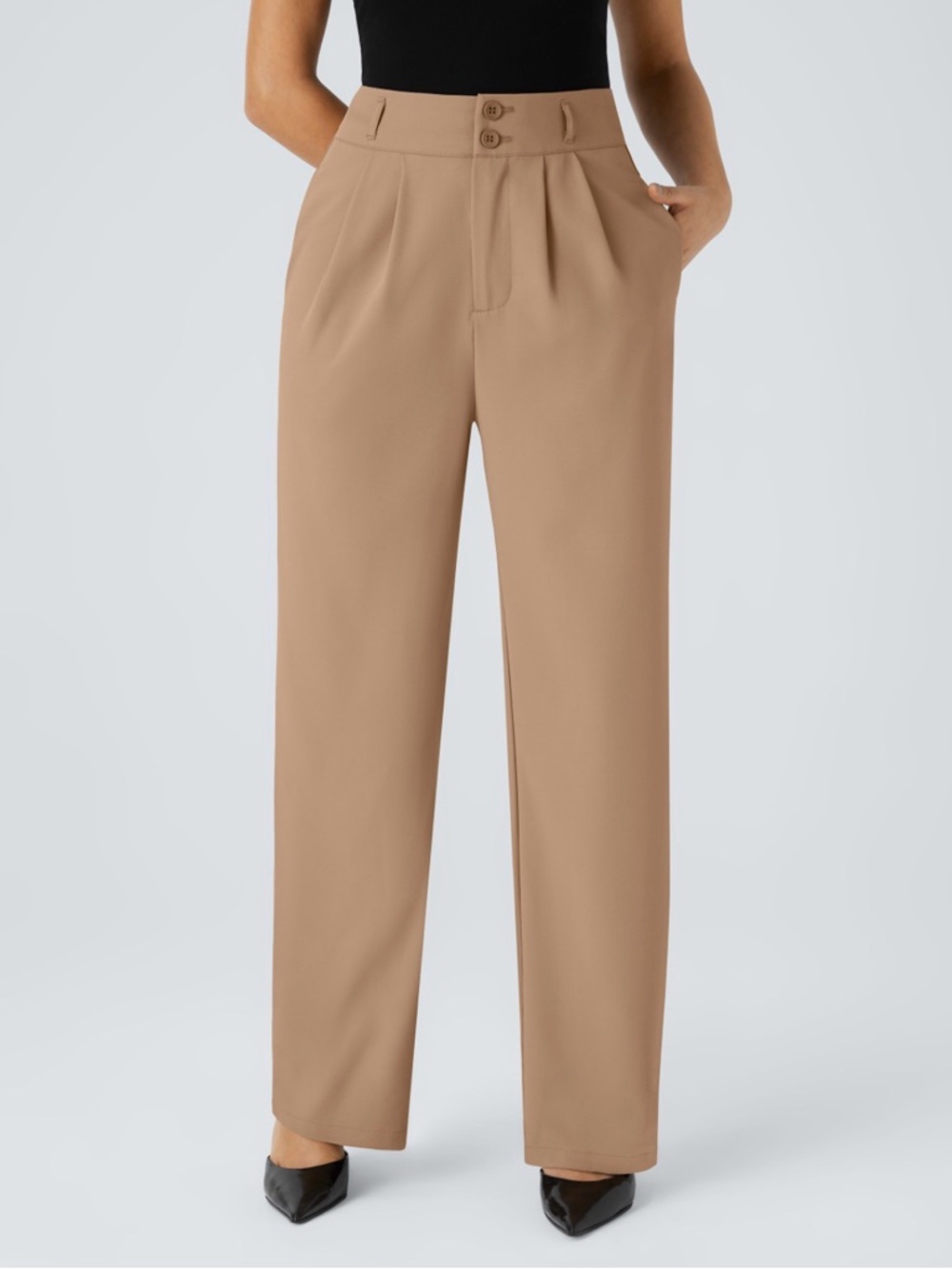 Halara Flex™ High Waisted Zipper Pocket Shirred Straight Leg Work Pants SOLD OUT